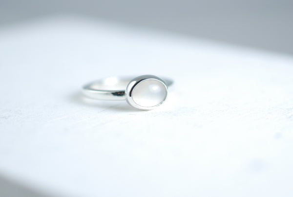 Bezel setting Silver ring with Grey Moonstone