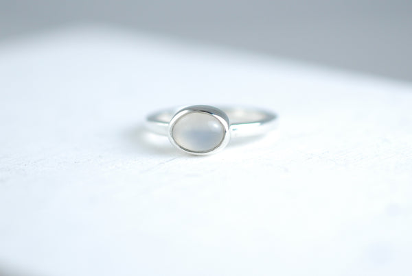 Bezel setting Silver ring with Grey Moonstone