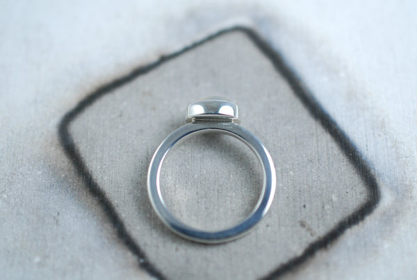 Bezel setting Silver ring with Grey Moonstone