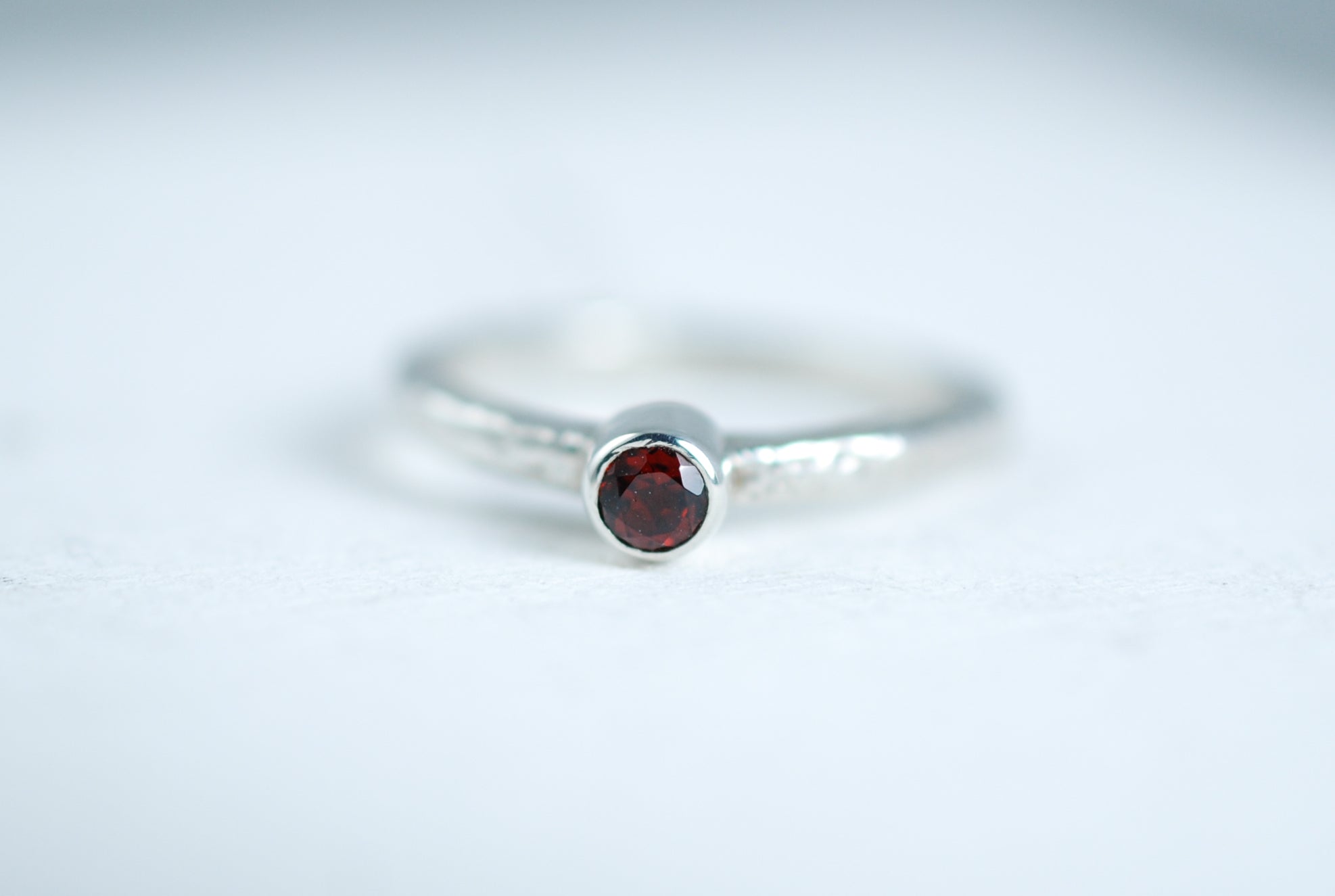 Red garnet silver stacking ring