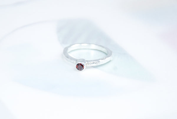 Red garnet silver stacking ring